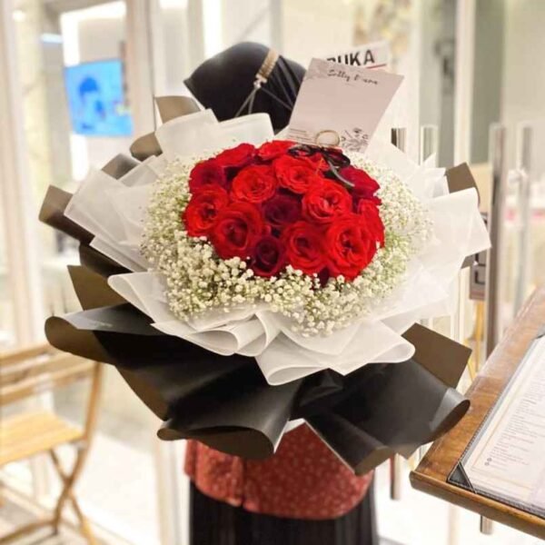 20 Classic Roses Round Bouquet (Medium to Large) - Image 2