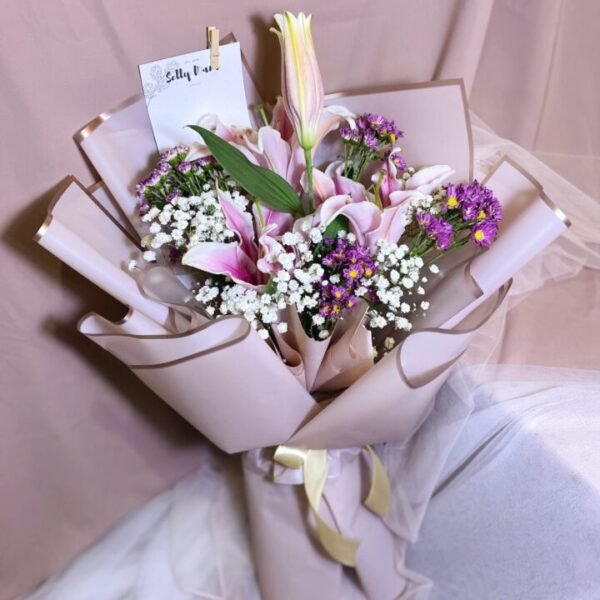 Single Stem Lily with Aster (Small)