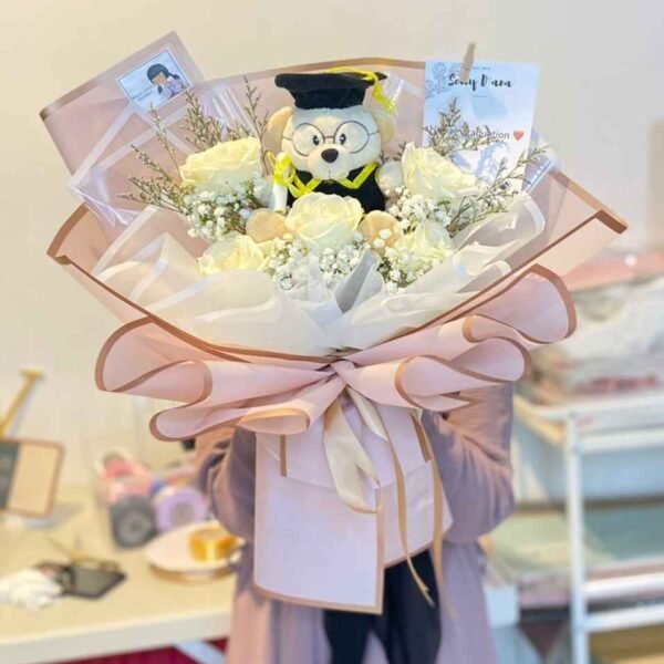 5 Rose With BB + Boneka Toga S (M)