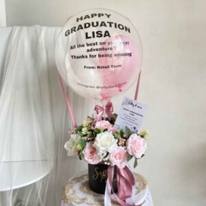 5 Rose With Baby Breath Ballon Bloombox (D15)