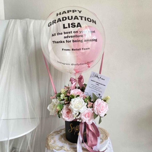 5 Rose With Baby Breath Ballon Bloombox (D15)