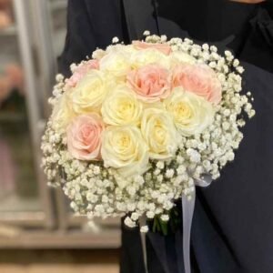 15 Rose With Baby Breath Wedding Bouquet