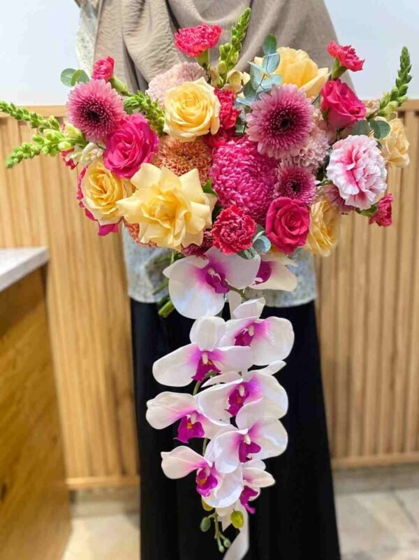 Diana Mix Fresh With Orchid Artificial Wedding Bouquet (L)
